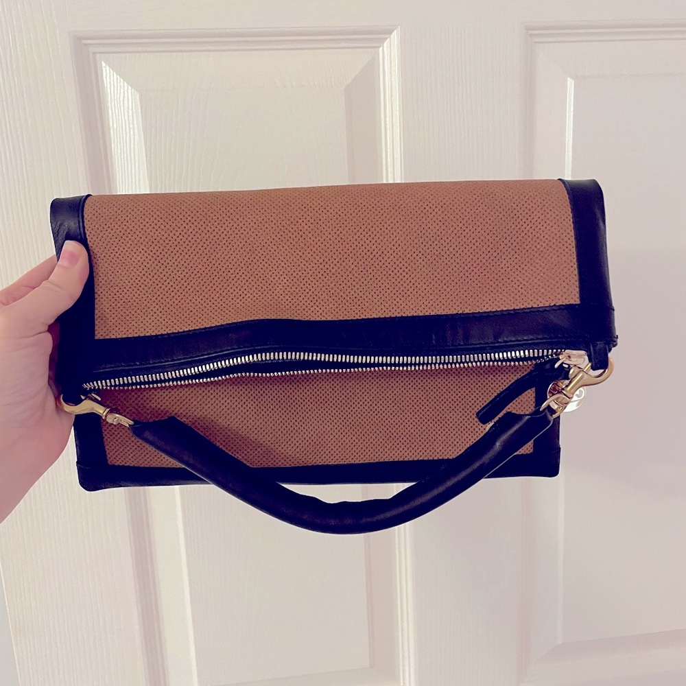 Clare V. Foldover Clutch w/Tabs and Top Handle